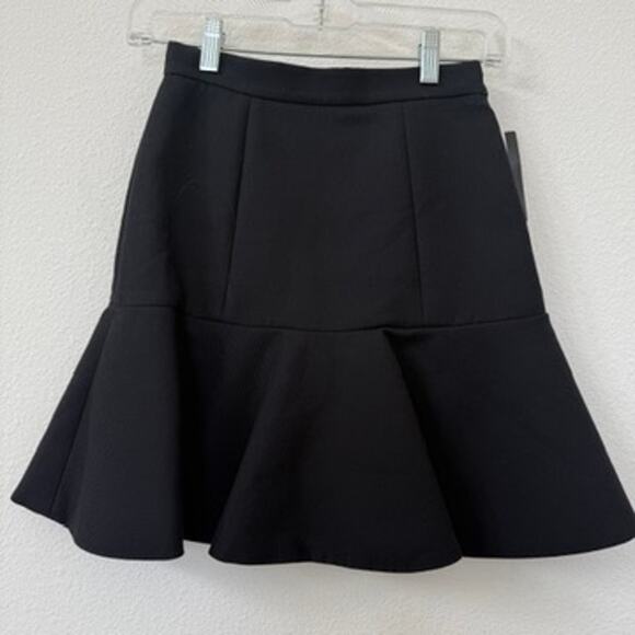 MIU MIU Black Flared Mini Skirt Gabardine Cotton Italy Size 36 Mod Retro NWT - Picture 4 of 8